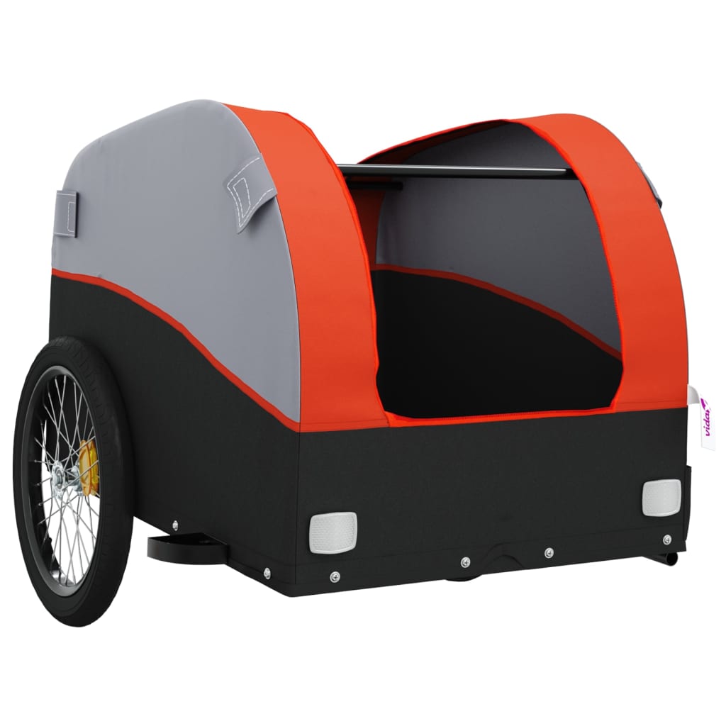 Bike Trailer Black and 30 kg Iron Height 53 cm Orange 123 cm 52 cm
