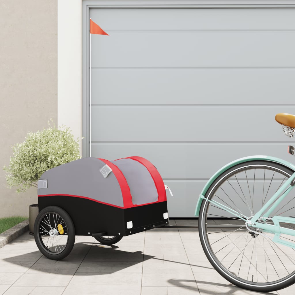 Bike Trailer Black and 30 kg Iron Height 53 cm Red 123 cm 52 cm