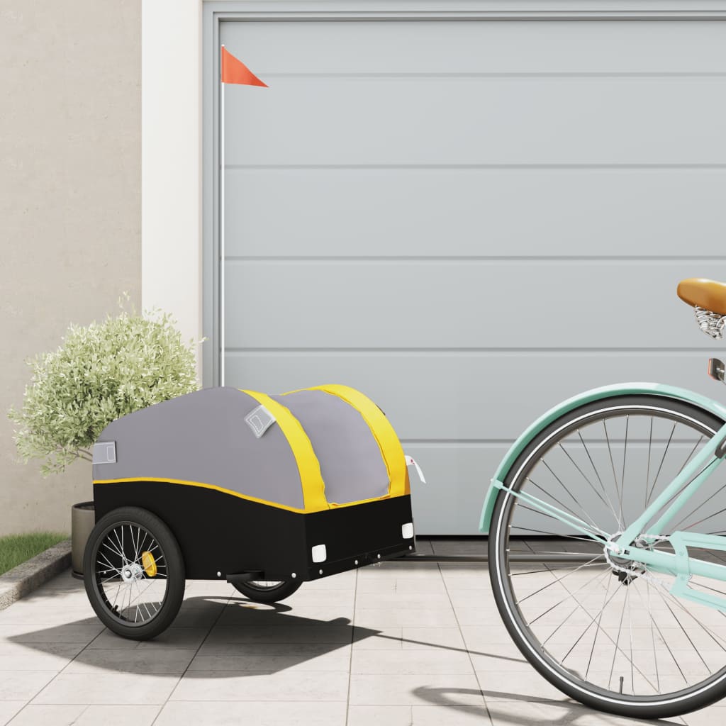 Bike Trailer Black and 30 kg Iron Height 53 cm Yellow 123 cm 52 cm