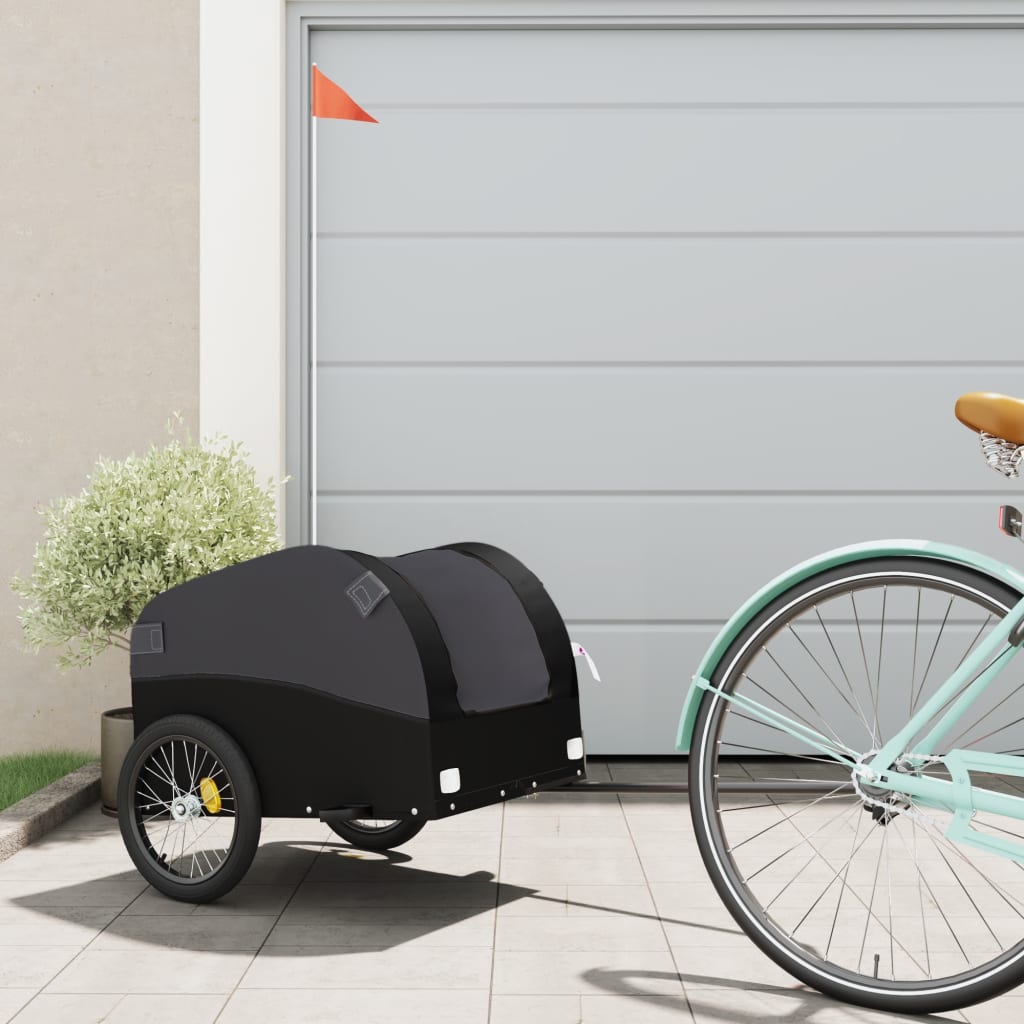 Bike Trailer Black and 30 kg Iron Height 53 cm Black 123 cm 52 cm