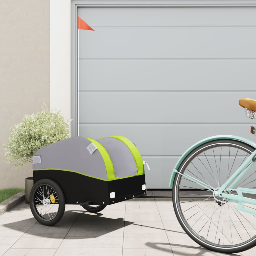 Bike Trailer Black and 30 kg Iron Height 53 cm Green 123 cm 52 cm