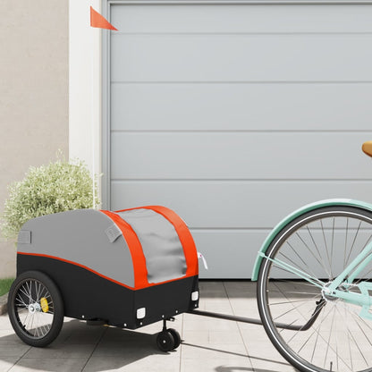 Bike Trailer Black and 30 kg Iron Height 53 cm Orange 52 cm 123 cm