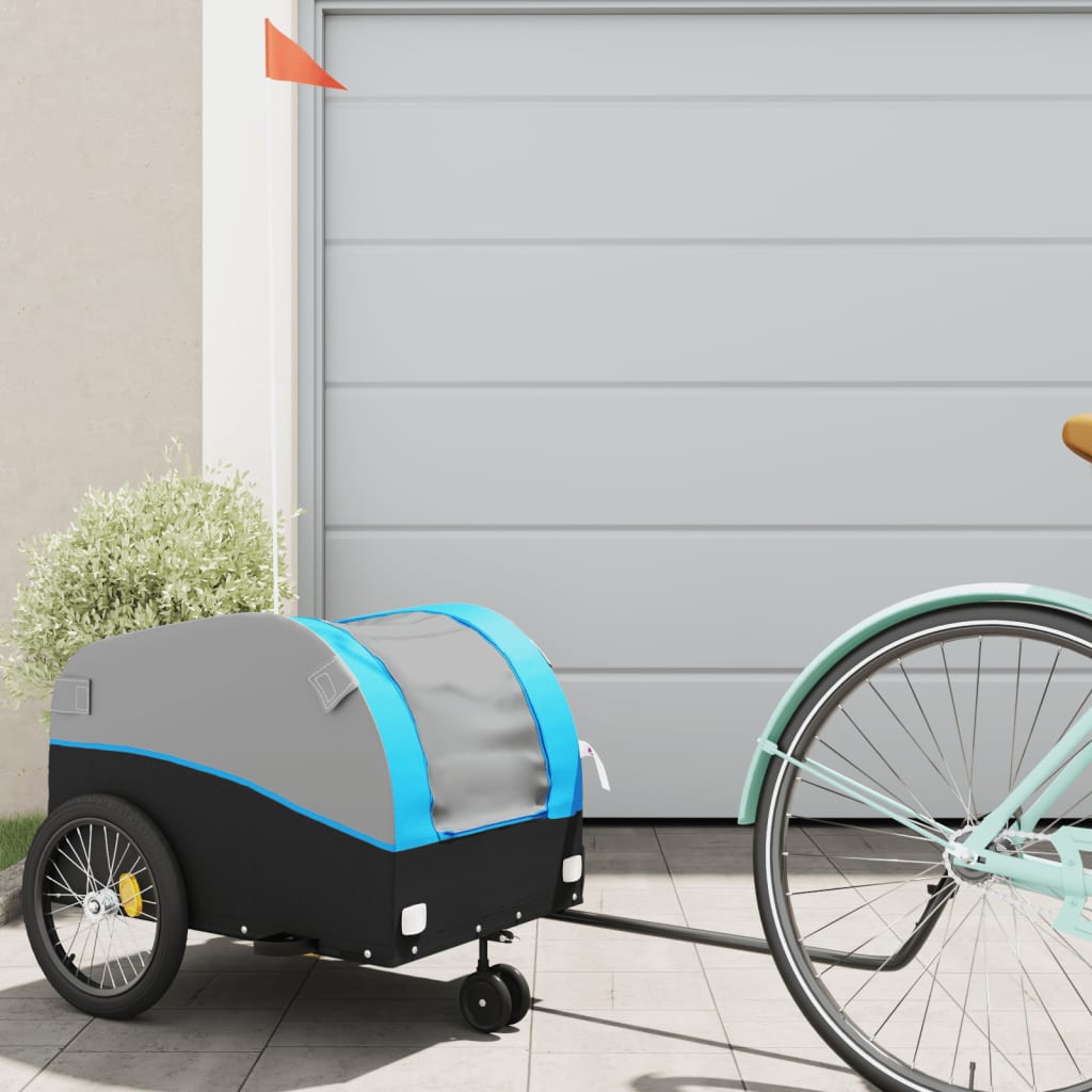 Bike Trailer Black and 30 kg Iron Height 53 cm Blue 52 cm 123 cm