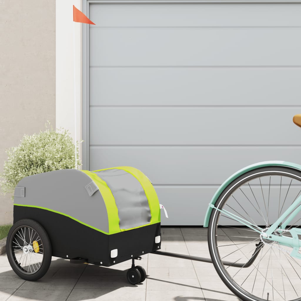 Bike Trailer Black and 30 kg Iron Height 53 cm Green 52 cm 123 cm
