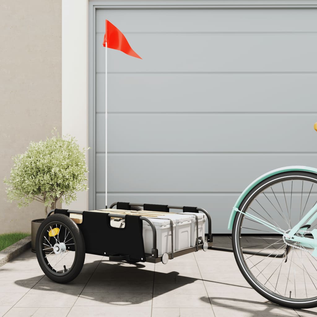 Bike Trailer Oxford Fabric and Iron Height 36 cm Black 126 cm 63 cm