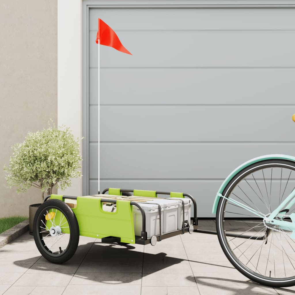 Bike Trailer Oxford Fabric and Iron Height 36 cm Green 126 cm 63 cm