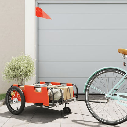 Bike Trailer Oxford Fabric and Iron Height 36 cm Orange 124 cm 64.5 cm