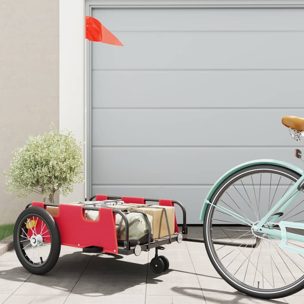 Bike Trailer Oxford Fabric and Iron Height 36 cm Red 124 cm 64.5 cm