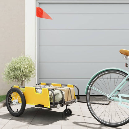 Bike Trailer Oxford Fabric and Iron Height 36 cm Yellow 124 cm 64.5 cm