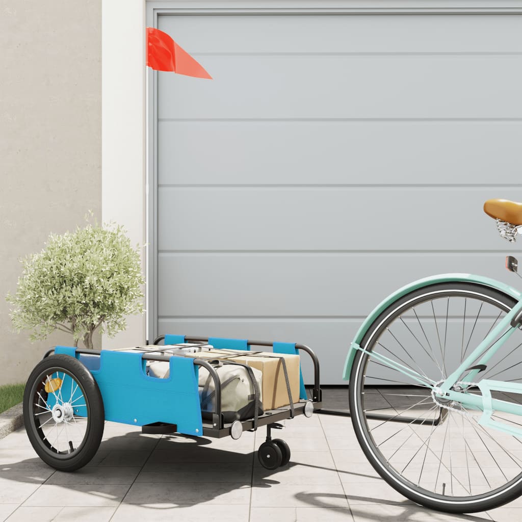 Bike Trailer Oxford Fabric and Iron Height 36 cm Blue 124 cm 64.5 cm