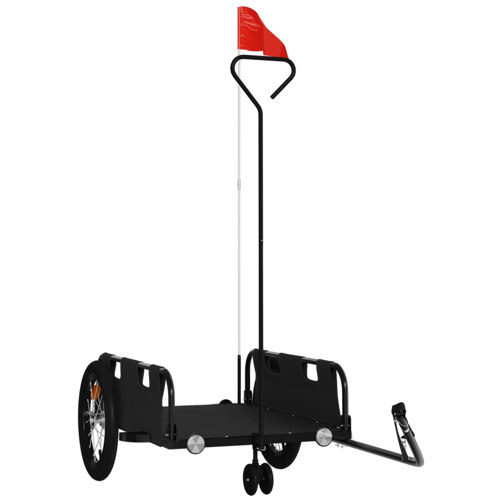 Bike Trailer Oxford Fabric and Iron Height 36 cm Black 124 cm 64.5 cm
