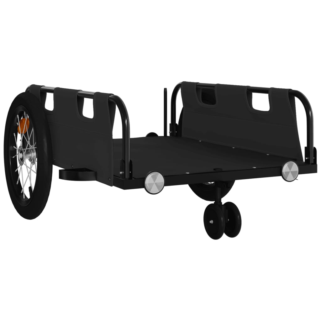 Bike Trailer Oxford Fabric and Iron Height 36 cm Black 124 cm 64.5 cm