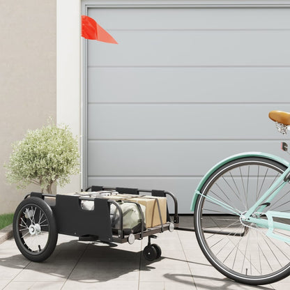 Bike Trailer Oxford Fabric and Iron Height 36 cm Black 124 cm 64.5 cm