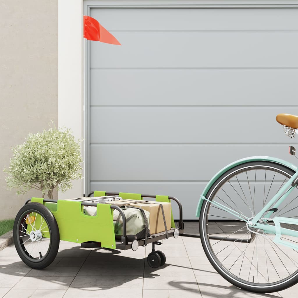 Bike Trailer Oxford Fabric and Iron Height 36 cm Green 124 cm 64.5 cm