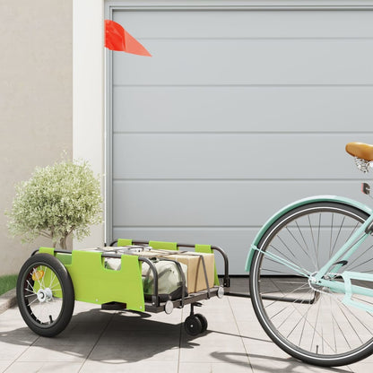 Bike Trailer Oxford Fabric and Iron Height 36 cm Green 124 cm 64.5 cm