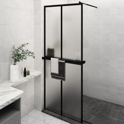 vidaXL Walk-in Shower Wall with Shelf Black 2x2 Grids