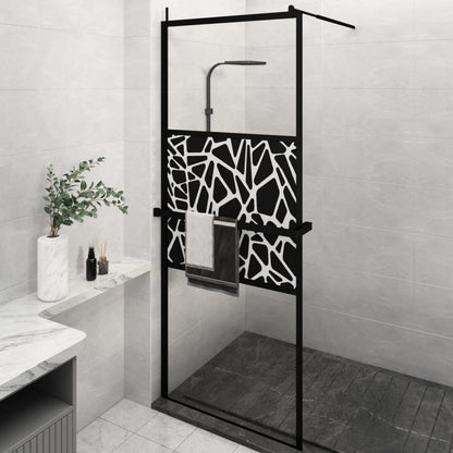 Walk-in Shower Wall with Shelf Black 80 x 195 cm Stone design