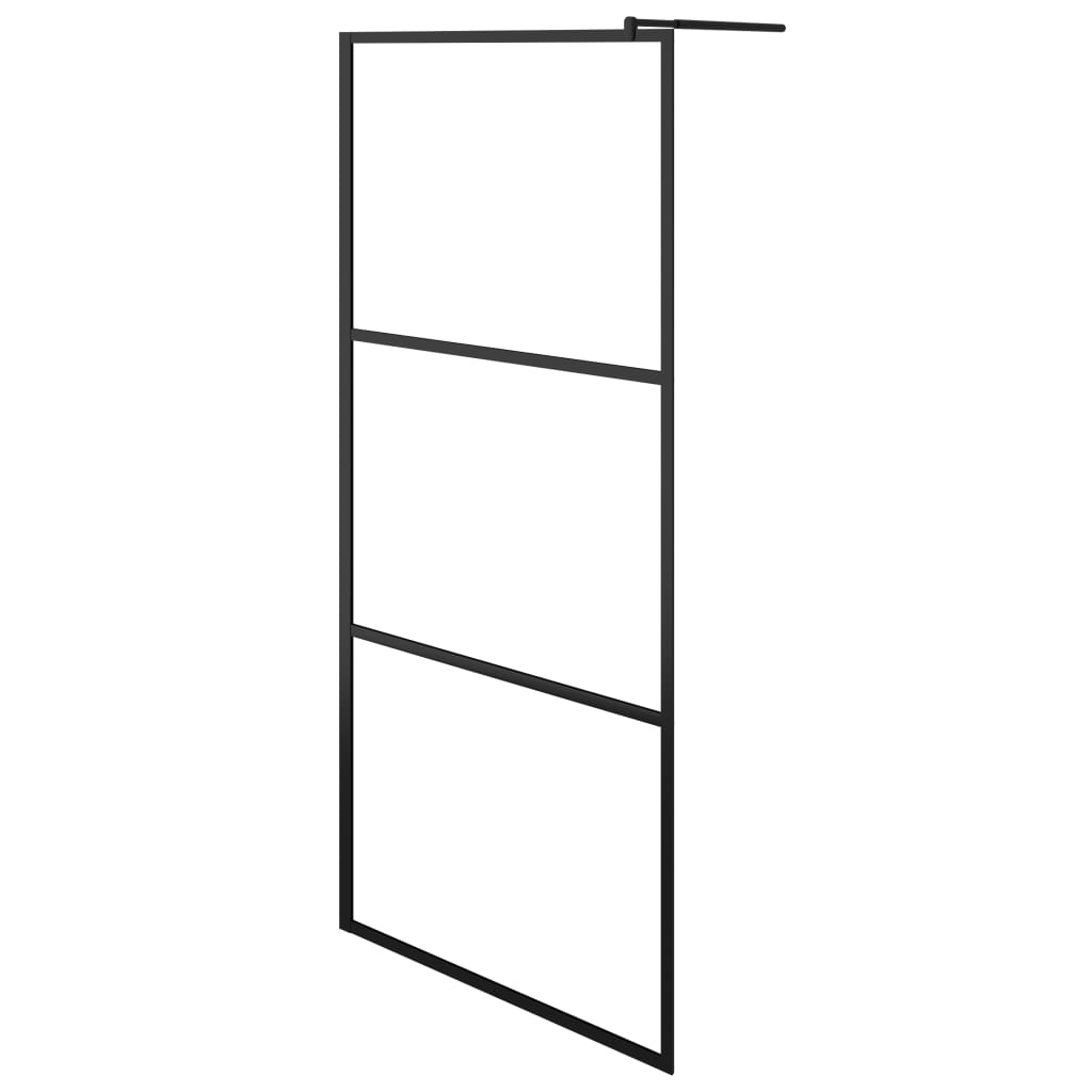 vidaXL Walk-in Shower Wall with Shelf Black 90x195 cm ESG Glass&Aluminium 3