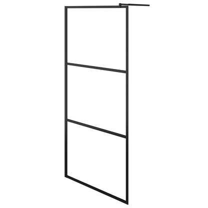 vidaXL Walk-in Shower Wall with Shelf Black 90x195 cm ESG Glass&Aluminium 3