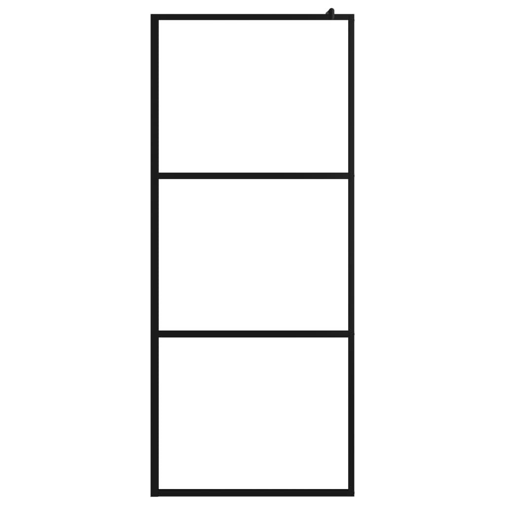 vidaXL Walk-in Shower Wall with Shelf Black 90x195 cm ESG Glass&Aluminium 4