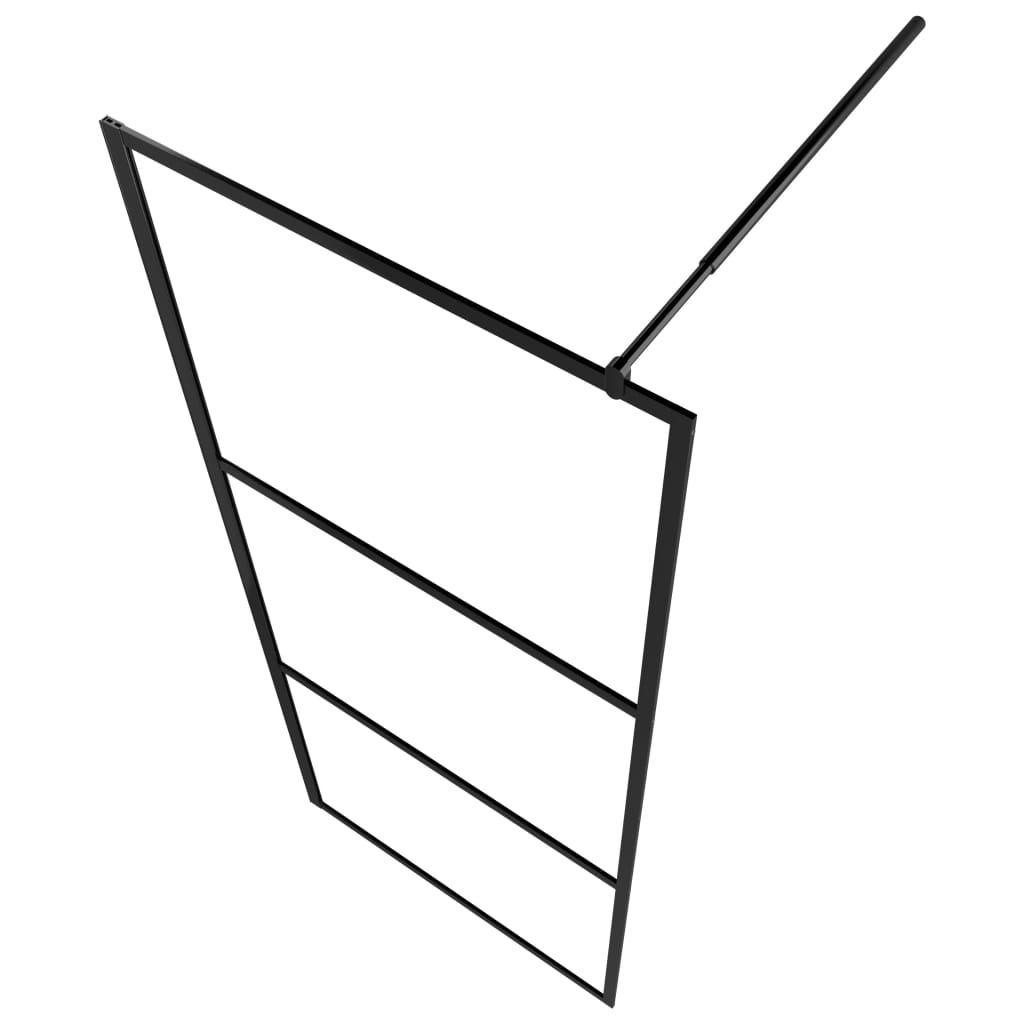 vidaXL Walk-in Shower Wall with Shelf Black 90x195 cm ESG Glass&Aluminium 5
