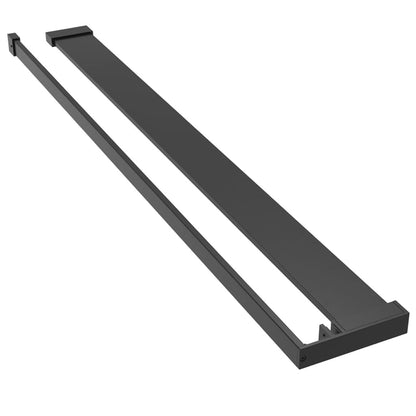 Walk-in Shower Wall with Shelf Black 90 x 195 cm 2 horizontal bars