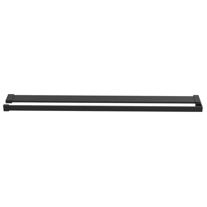 Walk-in Shower Wall with Shelf Black 90 x 195 cm 2 horizontal bars