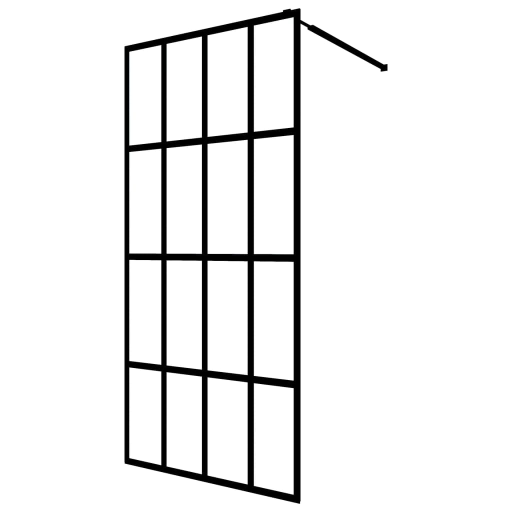 vidaXL Walk-in Shower Wall with Shelf Black 118x190 cm ESG Glass&Aluminium 3