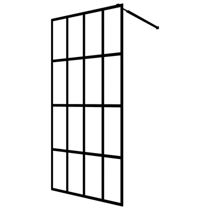 vidaXL Walk-in Shower Wall with Shelf Black 118x190 cm ESG Glass&Aluminium 3