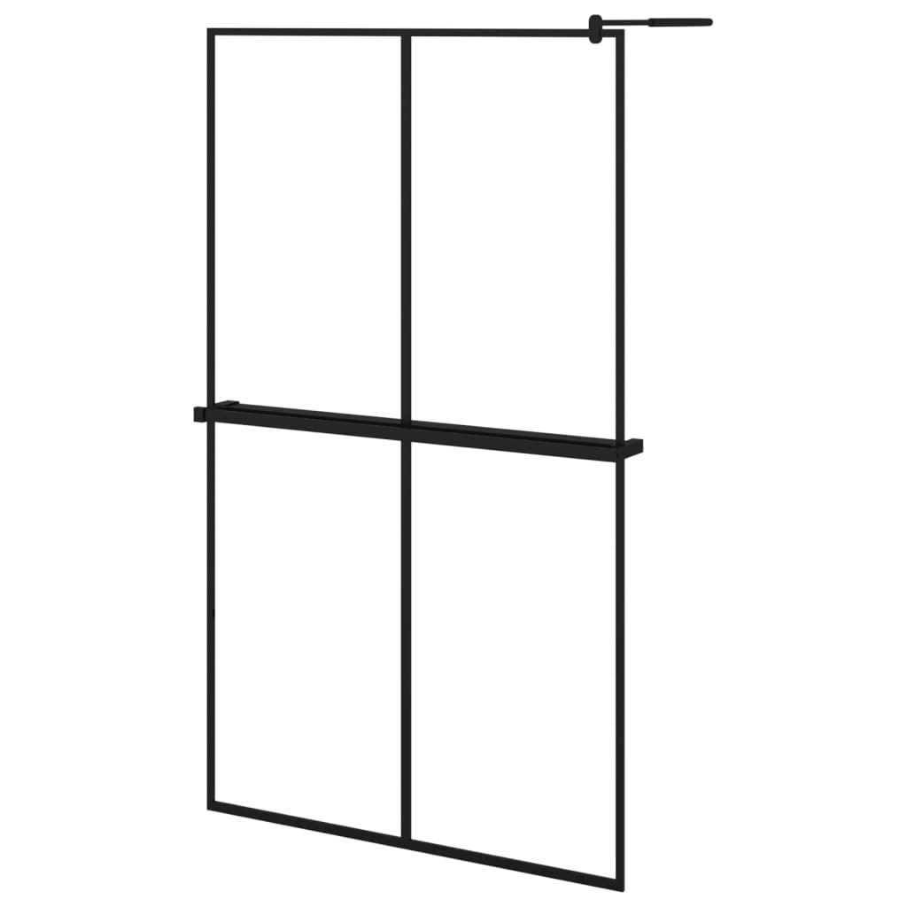 vidaXL Walk-in Shower Wall with Shelf Black 118x190 cm ESG Glass&Aluminium 2