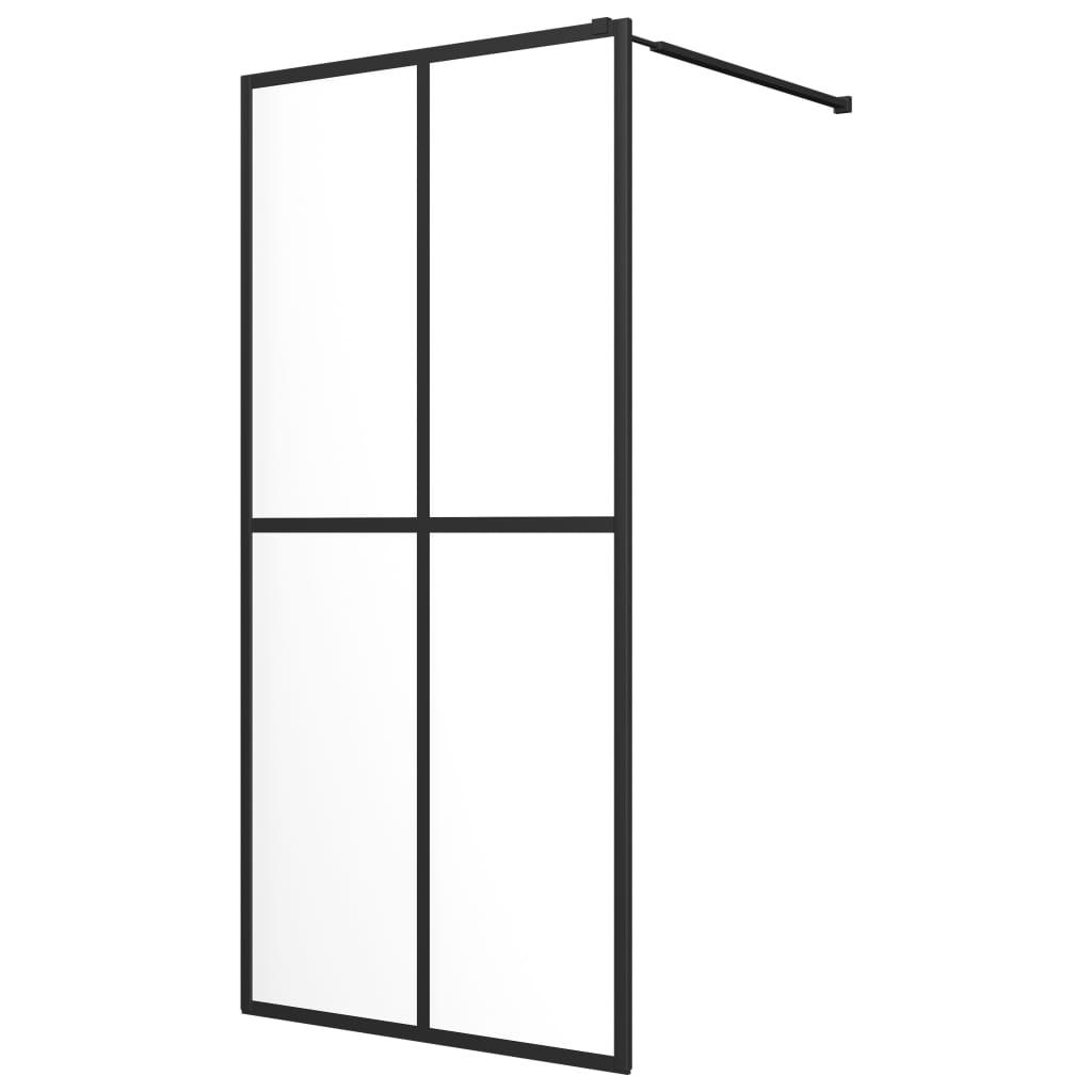 vidaXL Walk-in Shower Wall with Shelf Black 118x190 cm ESG Glass&Aluminium 3