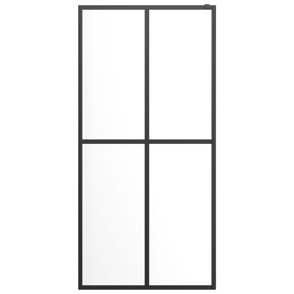 vidaXL Walk-in Shower Wall with Shelf Black 118x190 cm ESG Glass&Aluminium 4