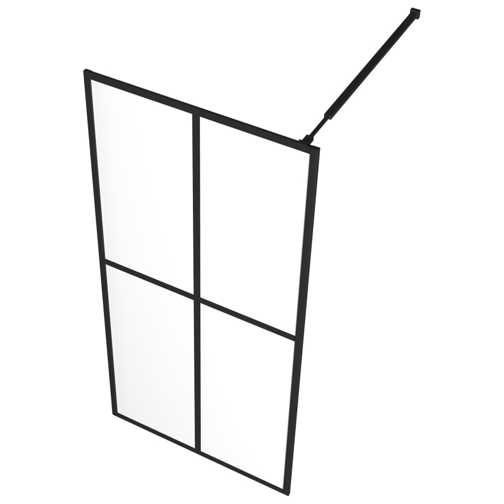 vidaXL Walk-in Shower Wall with Shelf Black 118x190 cm ESG Glass&Aluminium 5