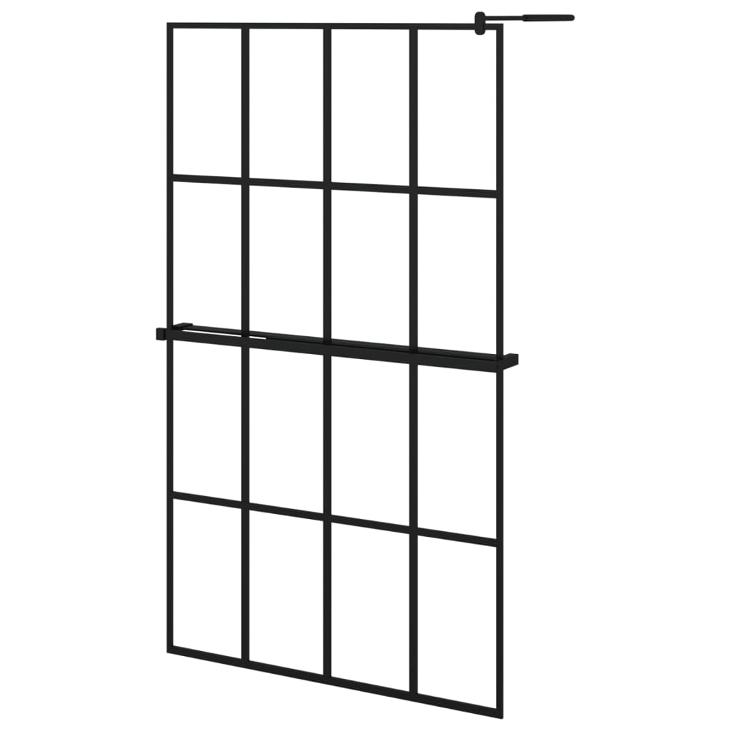 vidaXL Walk-in Shower Wall with Shelf Black 118x190 cm ESG Glass&Aluminium 2