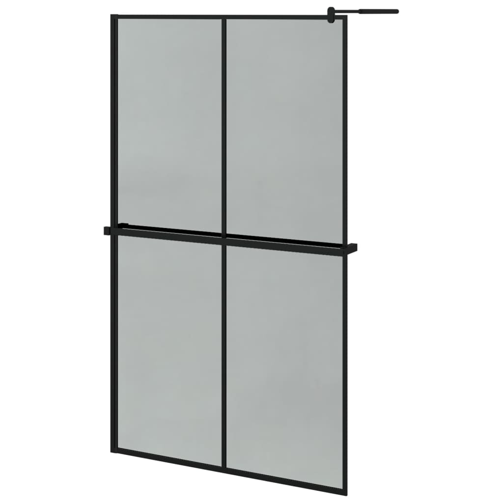 vidaXL Walk-in Shower Wall with Shelf Black 118x190 cm ESG Glass&Aluminium 2