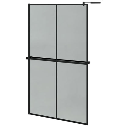 vidaXL Walk-in Shower Wall with Shelf Black 118x190 cm ESG Glass&Aluminium 2
