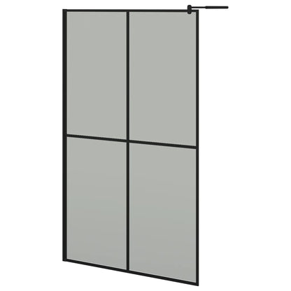 vidaXL Walk-in Shower Wall with Shelf Black 118x190 cm ESG Glass&Aluminium 3