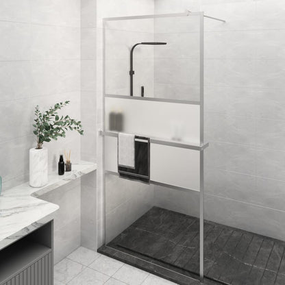 vidaXL Walk-in Shower Wall with Shelf Chrome