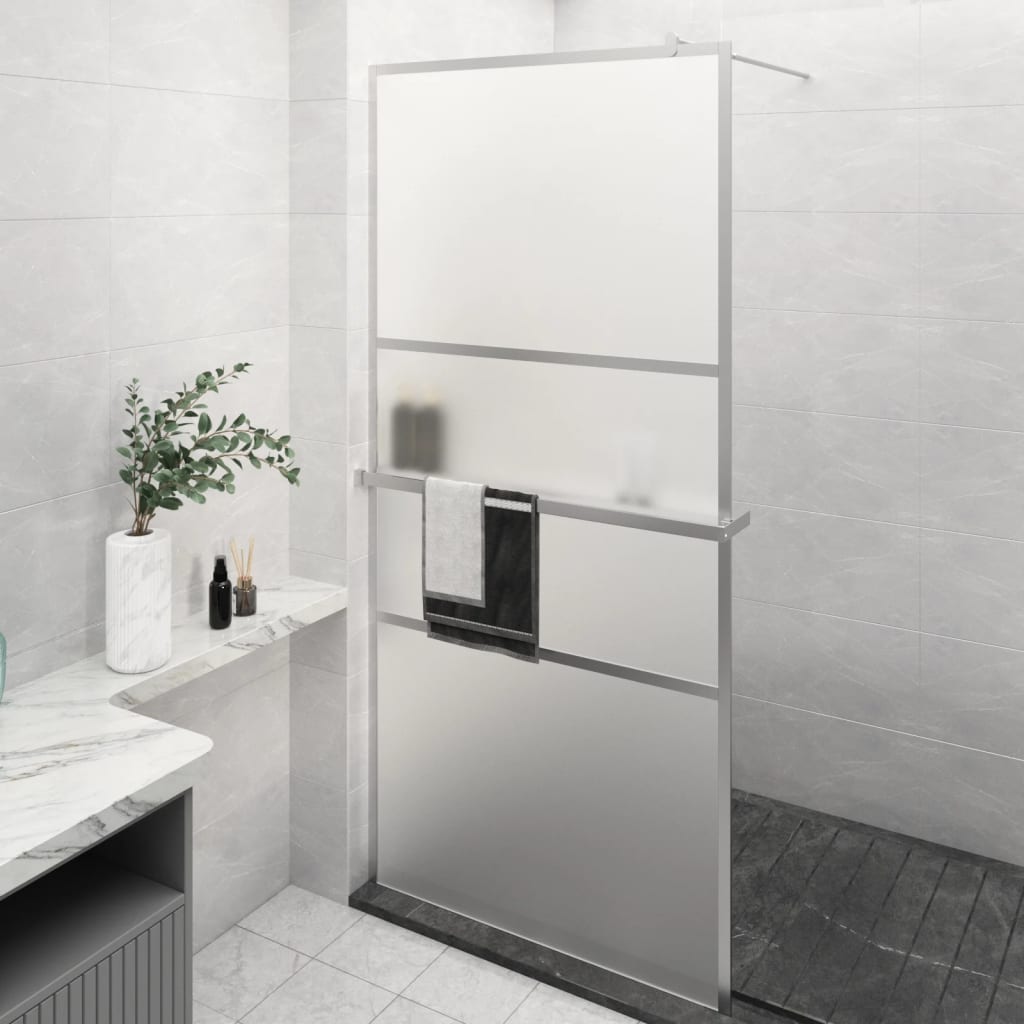 vidaXL Walk-in Shower Wall with Shelf Chrome