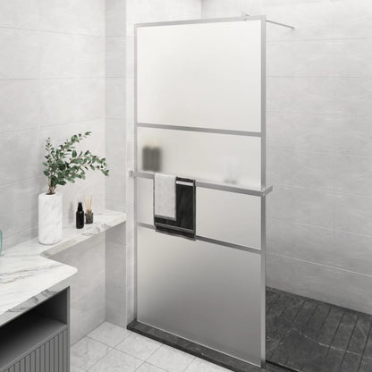 vidaXL Walk-in Shower Wall with Shelf Chrome