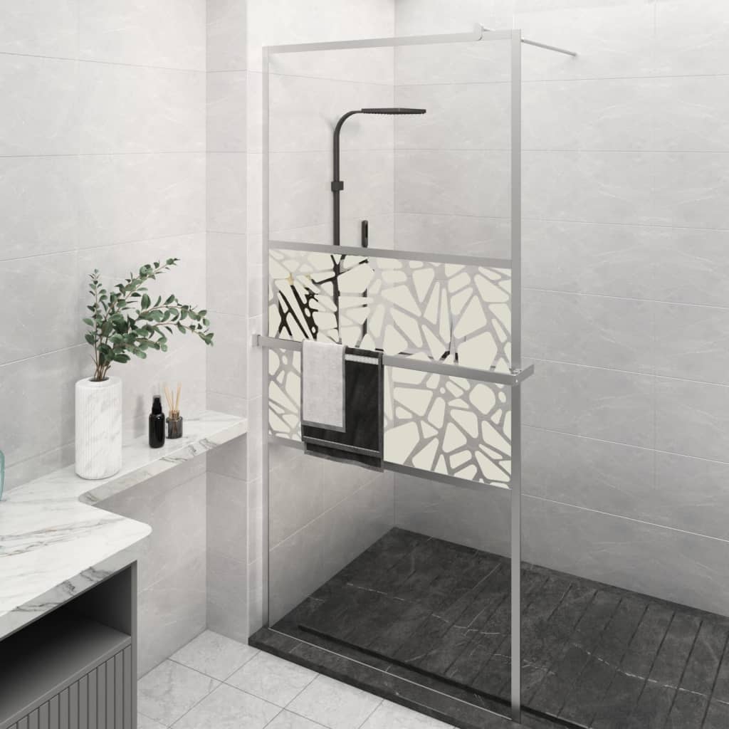 vidaXL Walk-in Shower Wall with Shelf Chrome