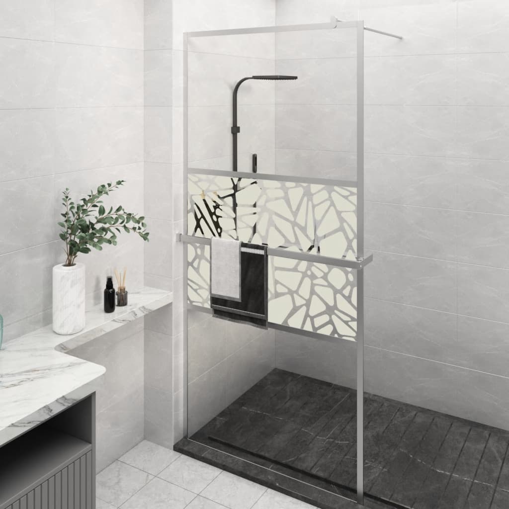 vidaXL Walk-in Shower Wall with Shelf Chrome