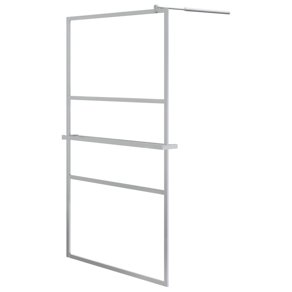vidaXL Walk-in Shower Wall with Shelf Chrome 115x195 cm ESG Glass&Aluminium 2