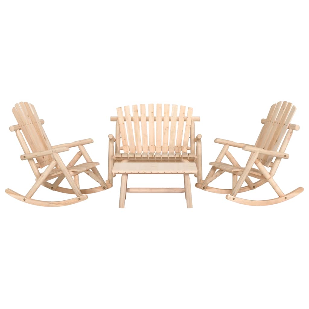 vidaXL 3 Piece Garden Lounge Set Solid Wood Spruce Natural