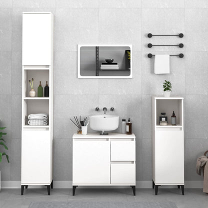 3 Piece Bathroom Cabinet Set Engineered Wood White