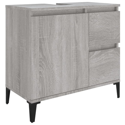 3 Piece Bathroom Cabinet Set Engineered Wood Grey sonoma