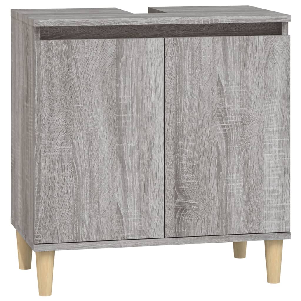 3 Piece Bathroom Furniture Set Engineered Wood Grey sonoma