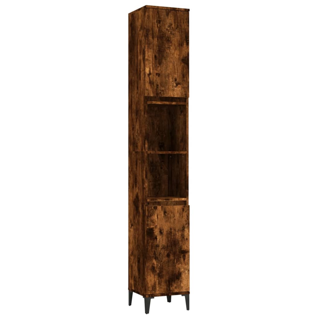 3 Piece Bathroom Furniture Set Engineered Wood Smoked oak