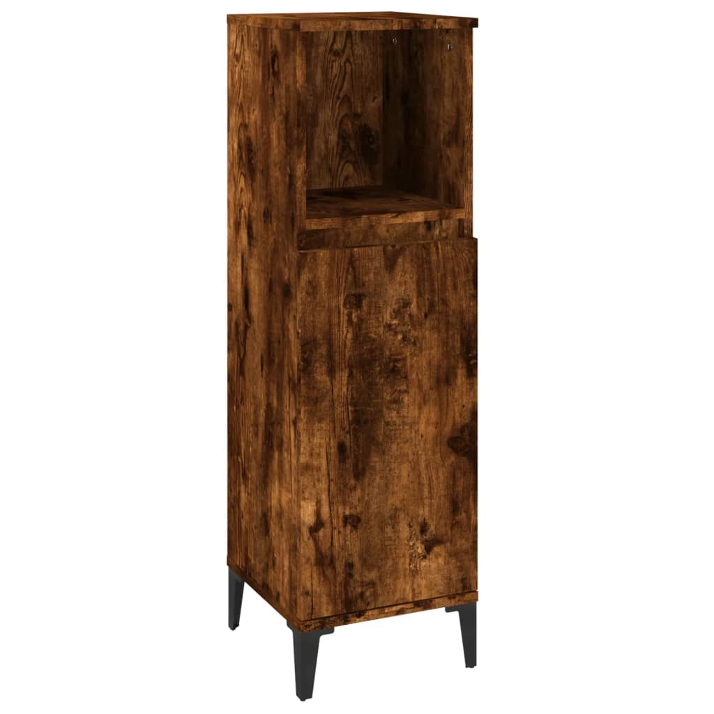 3 Piece Bathroom Furniture Set Engineered Wood Smoked oak