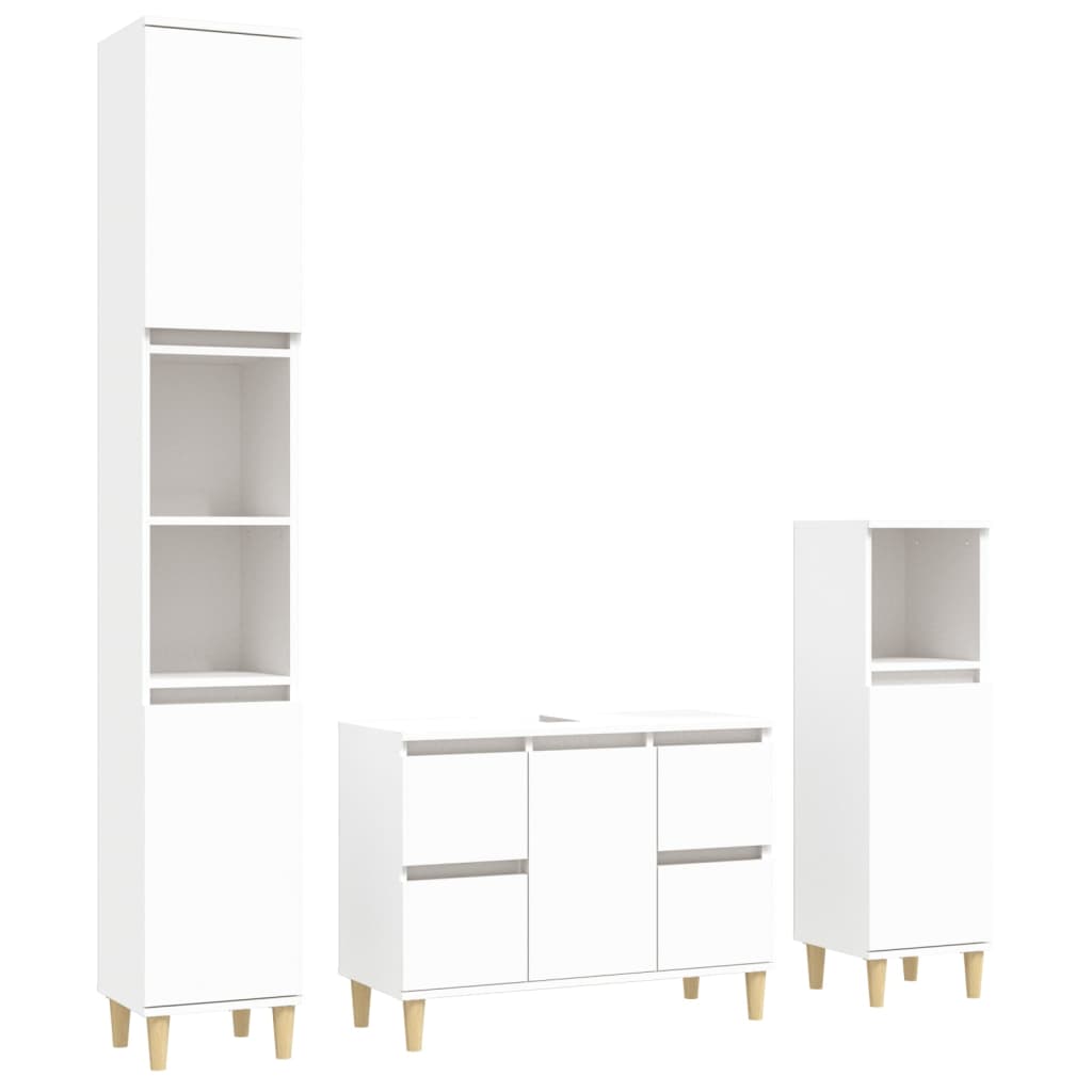 vidaXL 3 Piece Bathroom Furniture Set White Engineered Wood 2